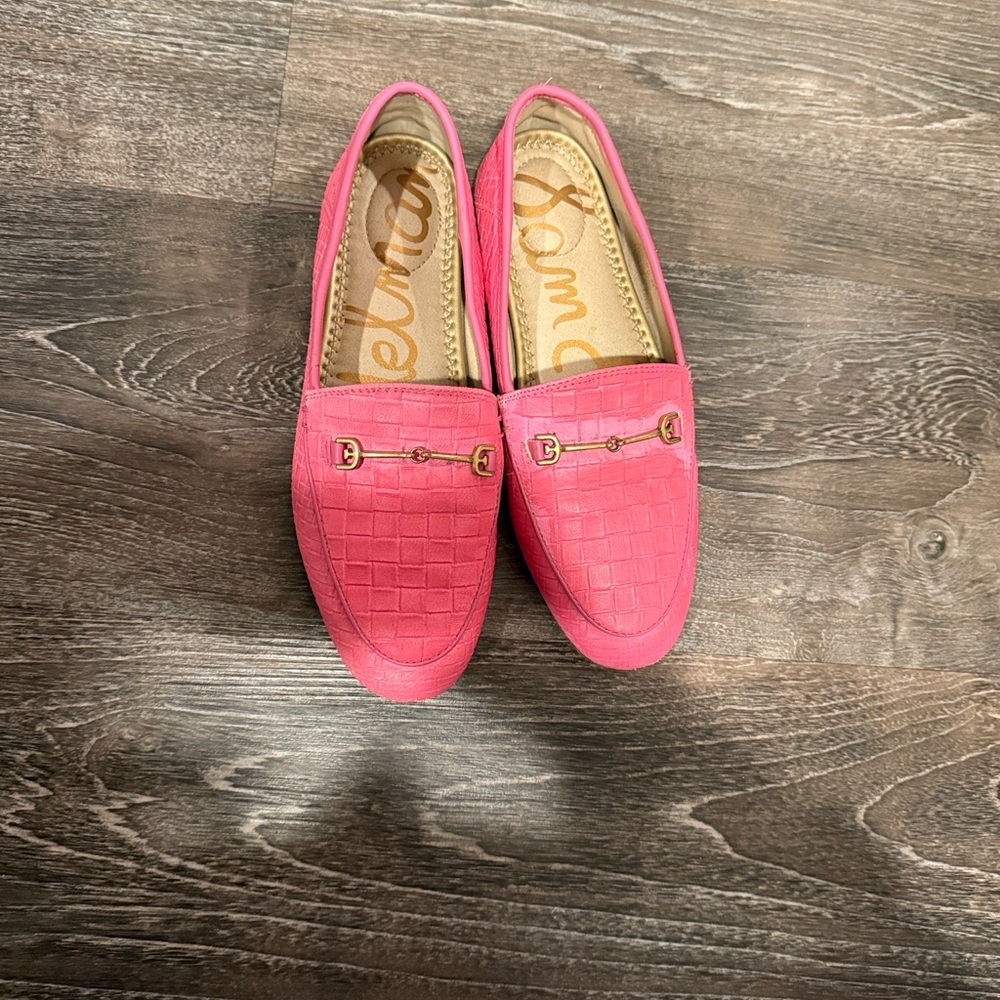 Sam Edelman Pink Croc-Patterned Kids Loafers